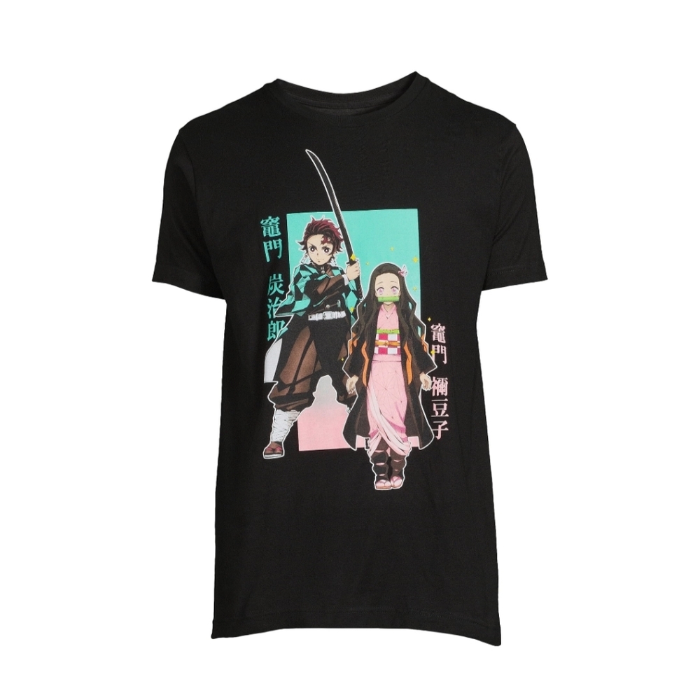 Demon Slayer Men's Size 2XL (50-52) Graphic Tee with Short Sleeves Black